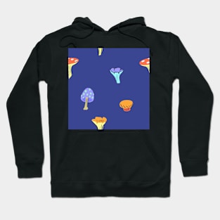 Mushrooms on a Blue Background Hoodie